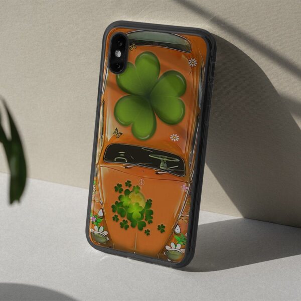 Gearhuman 3D St Patrick Day Shamrock VW Bug Custom Phonecase GB24027 Glass Phone Case