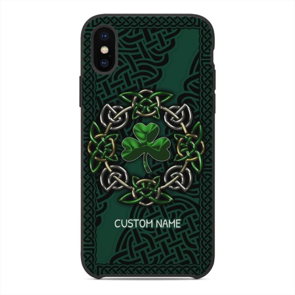 Gearhuman 3D St Patrick Ireland Shamrock Celtic Custom Name Phone Case GW01029 Glass Phone Case Iphone X