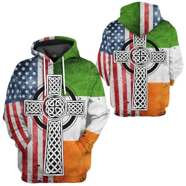 Gearhuman 3D St Patrick Irish Catholic Cross Custom Tshirt Hoodie Apparel GW010215 3D Apparel
