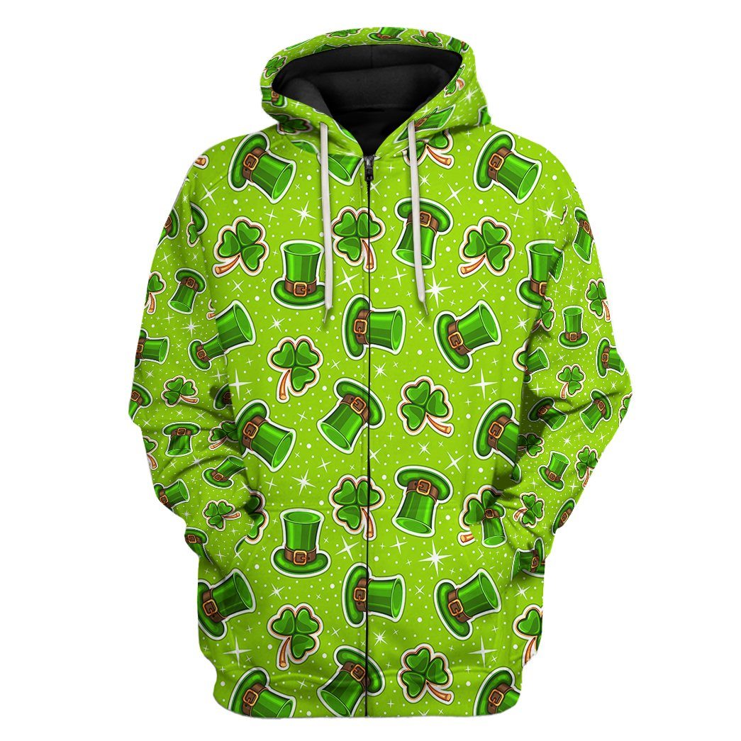 Gearhuman 3D St Patrick Pattern Tshirt Hoodie Apparel GB220227 3D Apparel Zip Hoodie S