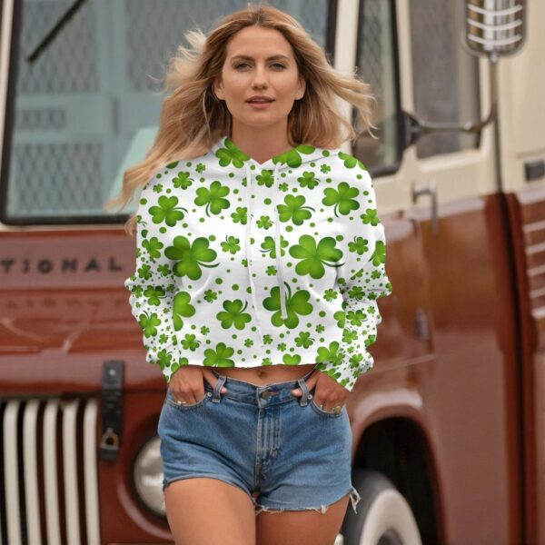 Gearhuman 3D St Patrick Shamrock White Crop Hoodie GK23021 Crop Hoodie