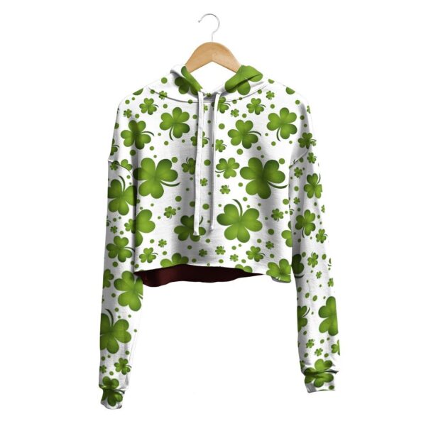Gearhuman 3D St Patrick Shamrock White Crop Hoodie GK23021 Crop Hoodie