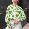 Gearhuman 3D St Patrick Shamrock White Crop Hoodie GK23021 Crop Hoodie Crop Hoodie S