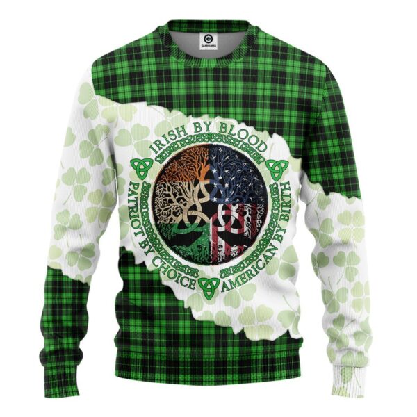 Gearhuman 3D St Patricks Day Irish By Blood Tshirt Hoodie Apparel GB26028 3D Apparel Long Sleeve S
