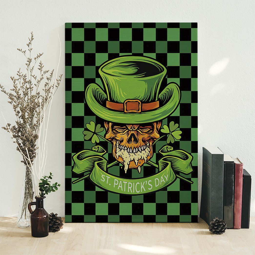 Gearhuman 3D St Patricks Day Skull Custom Canvas GW03033 Canvas