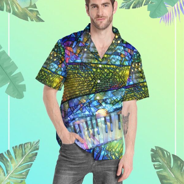 Gearhuman 3D Stained Glass Accordion Hawaii Shirt ZK2306211 Short Sleeve Shirt 