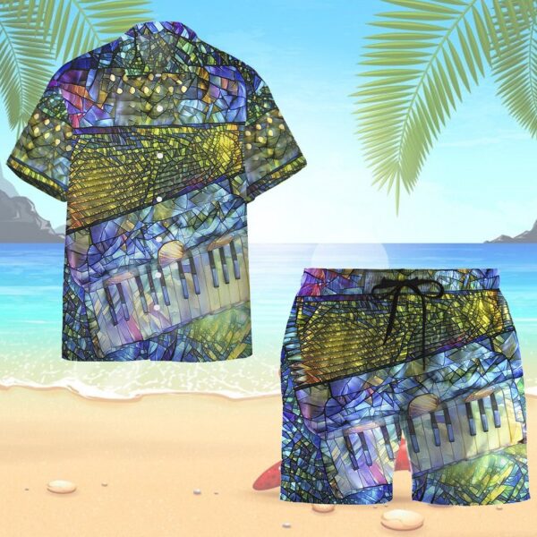 Gearhuman 3D Stained Glass Accordion Hawaii Shirt ZK2306211 Short Sleeve Shirt 