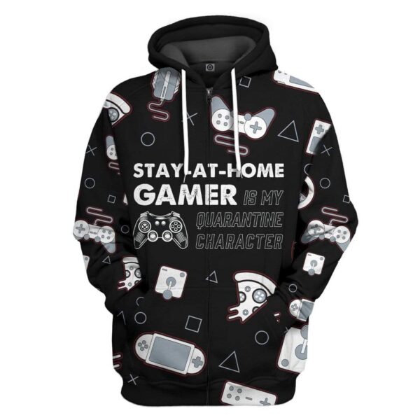 Gearhuman 3D Stay At Home Gamer is My Q Character Custom Fleece Hoodie Apparel GW14043 3D Custom Fleece Hoodies Zip Hoodie S
