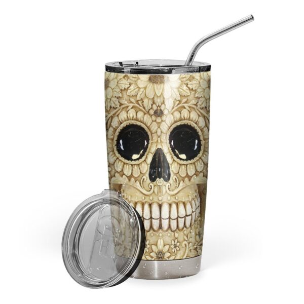 Gearhuman 3D Sugar Skull Custom Design Vacuum Insulated Tumbler GC15091 Tumbler 20oz 
