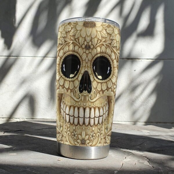 Gearhuman 3D Sugar Skull Custom Design Vacuum Insulated Tumbler GC15091 Tumbler 