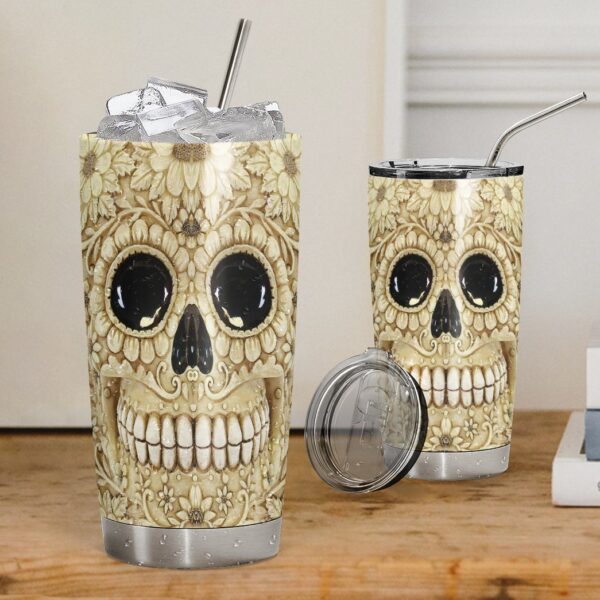 Gearhuman 3D Sugar Skull Custom Design Vacuum Insulated Tumbler GC15091 Tumbler 