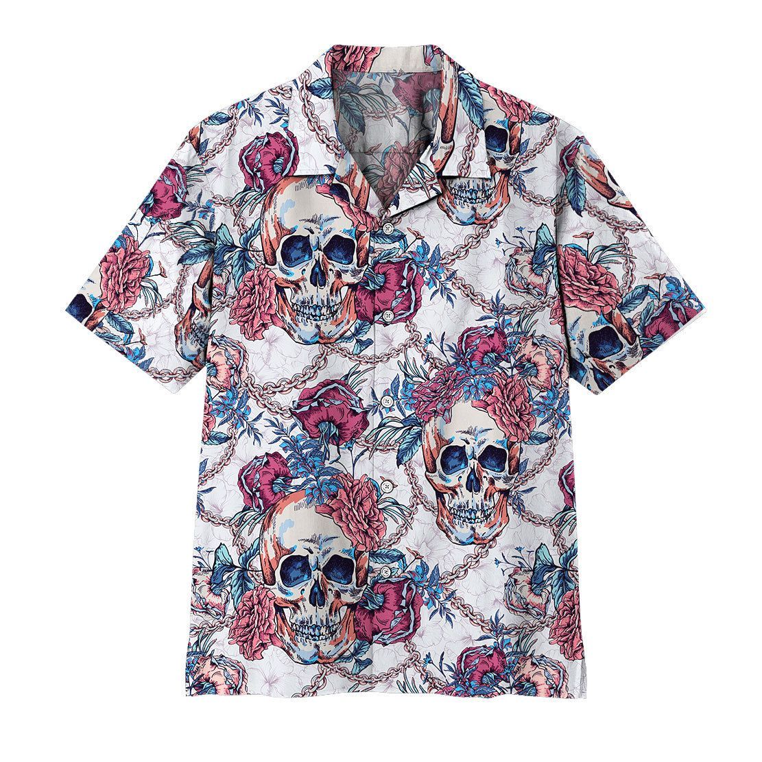 Gearhuman 3D Sugar Skull Hawaii Shirt ZZ2206213 Short Sleeve Shirt Short Sleeve Shirt S