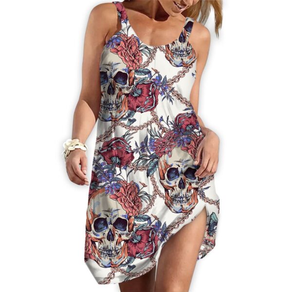 Gearhuman 3D Sugar Skull Sleeveless Beach Dress ZZ2206216 Beach Dress