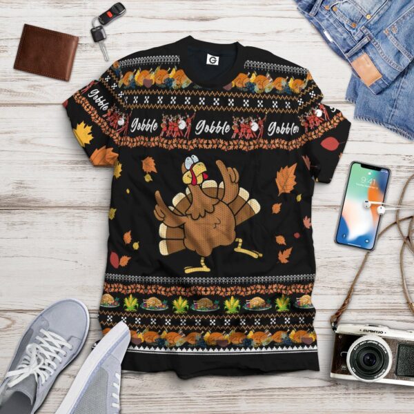Gearhuman 3D Thanksgiving Turkey Ugly Sweaters Custom Tshirt Apparel GV06108 3D T-shirt