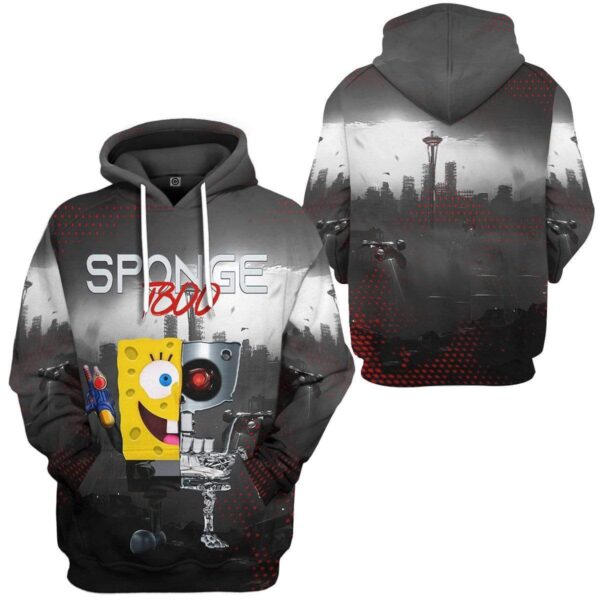 Gearhuman 3D The Spongebob Terminator Custom Hoodie Apparel GL22052 3D Custom Fleece Hoodies 