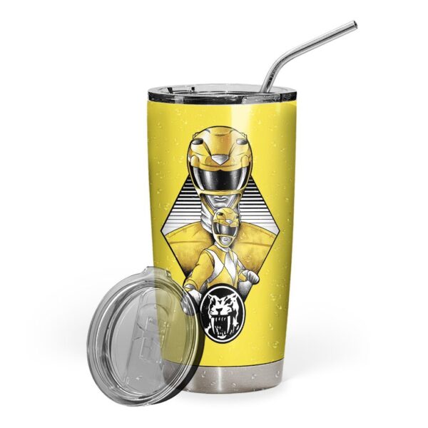 Gearhuman 3D The Yellow Power Ranger Custom Design Vacuum Insulated Tumbler GL25088 Tumbler 20oz 