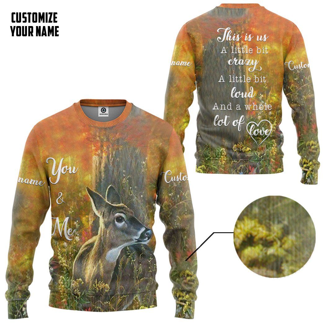 Gearhuman 3D This Is Us Deer Tshirt Hoodie Apparel GB11014 3D Apparel Long Sleeve S