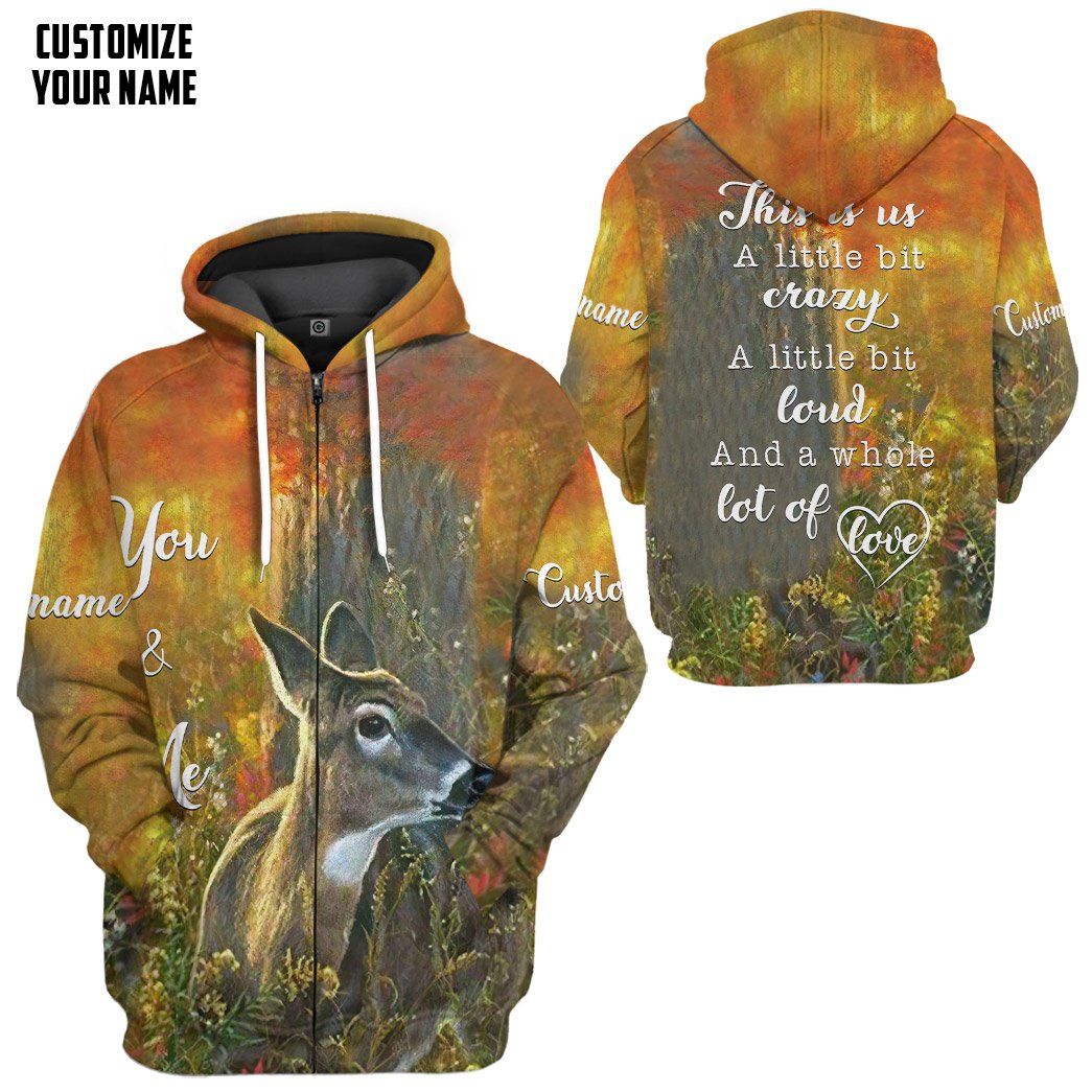 Gearhuman 3D This Is Us Deer Tshirt Hoodie Apparel GB11014 3D Apparel Zip Hoodie S