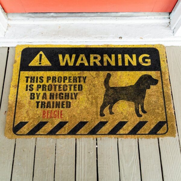 Gearhuman 3D This Property Is Protected By A Highly Trained Beagle Doormat ZK03062110 Doormat