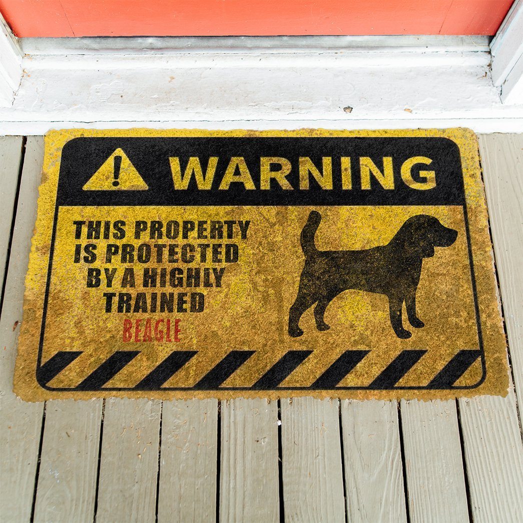 Gearhuman 3D This Property Is Protected By A Highly Trained Beagle Doormat ZK03062110 Doormat