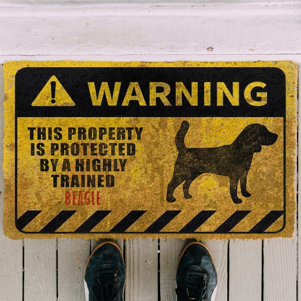 Gearhuman 3D This Property Is Protected By A Highly Trained Beagle Doormat ZK03062110 Doormat