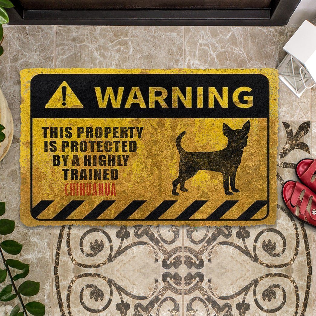 Gearhuman 3D This Property Is Protected By A Highly Trained Chihuahua Doormat ZK0306219 Doormat