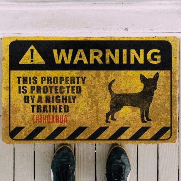 Gearhuman 3D This Property Is Protected By A Highly Trained Chihuahua Doormat ZK0306219 Doormat