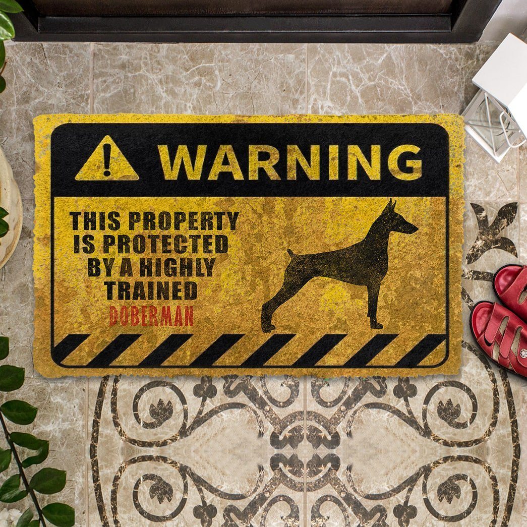 Gearhuman 3D This Property Is Protected By A Highly Trained Doberman Doormat ZK0306212 Doormat