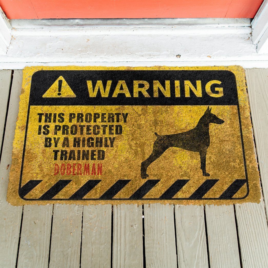 Gearhuman 3D This Property Is Protected By A Highly Trained Doberman Doormat ZK0306212 Doormat