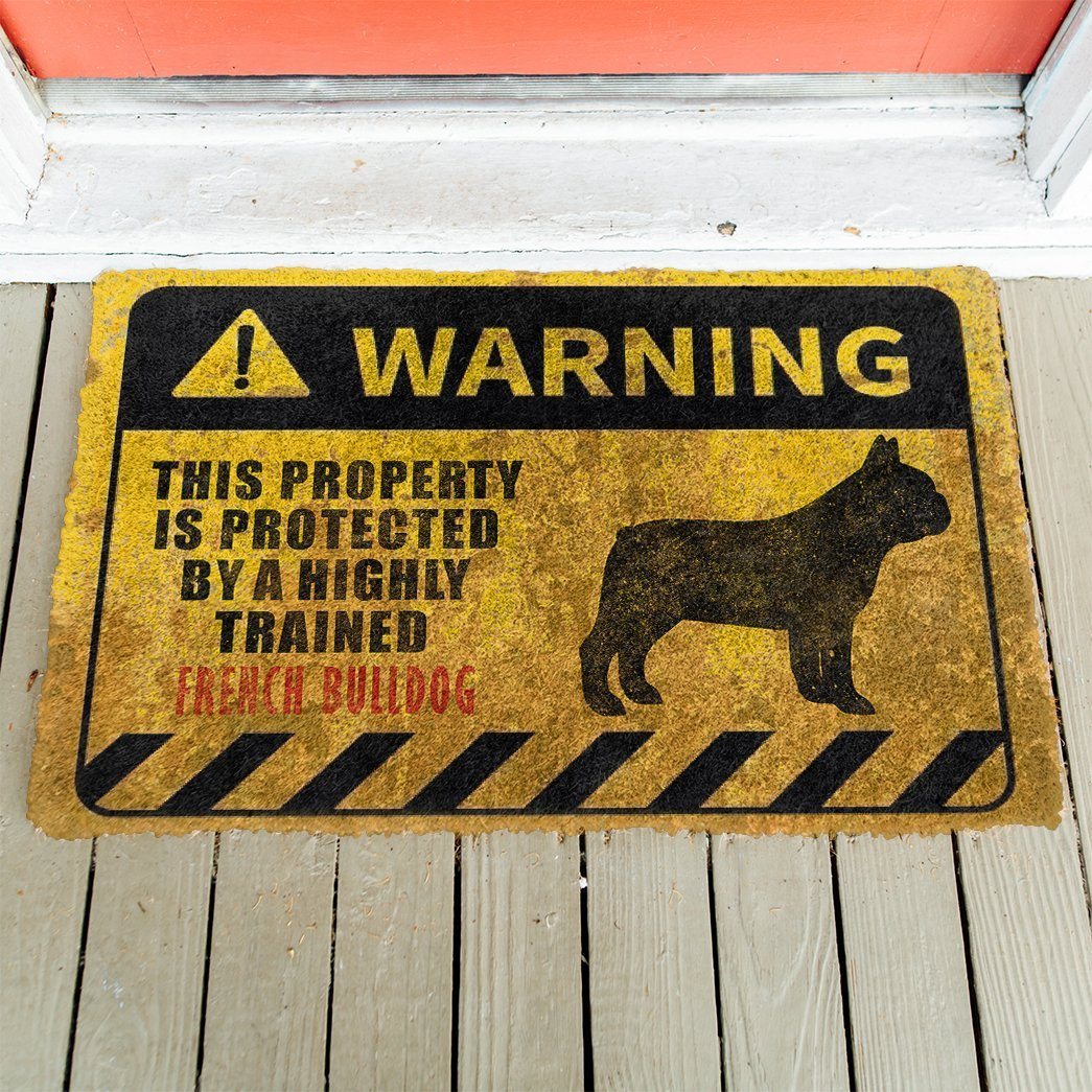 Gearhuman 3D This Property Is Protected By A Highly Trained French Bulldog Doormat ZK0306216 Doormat