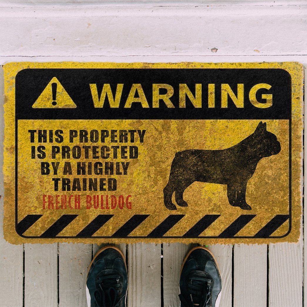 Gearhuman 3D This Property Is Protected By A Highly Trained French Bulldog Doormat ZK0306216 Doormat