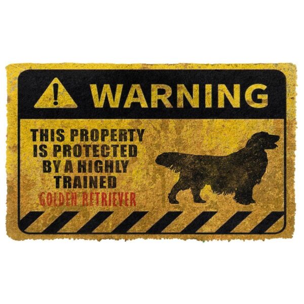 Gearhuman 3D This Property Is Protected By A Highly Trained Golden Retriever Doormat ZK0306218 Doormat Doormat S(15,8inchx23,6inch)