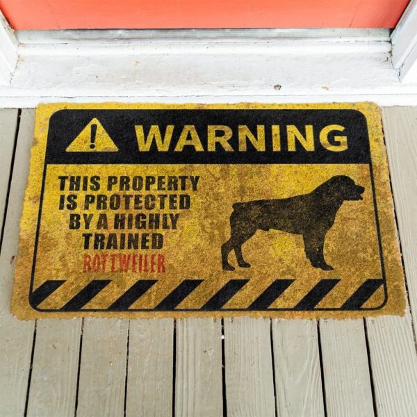 Gearhuman 3D This Property Is Protected By A Highly Trained Rottweiler Doormat ZK0306217 Doormat
