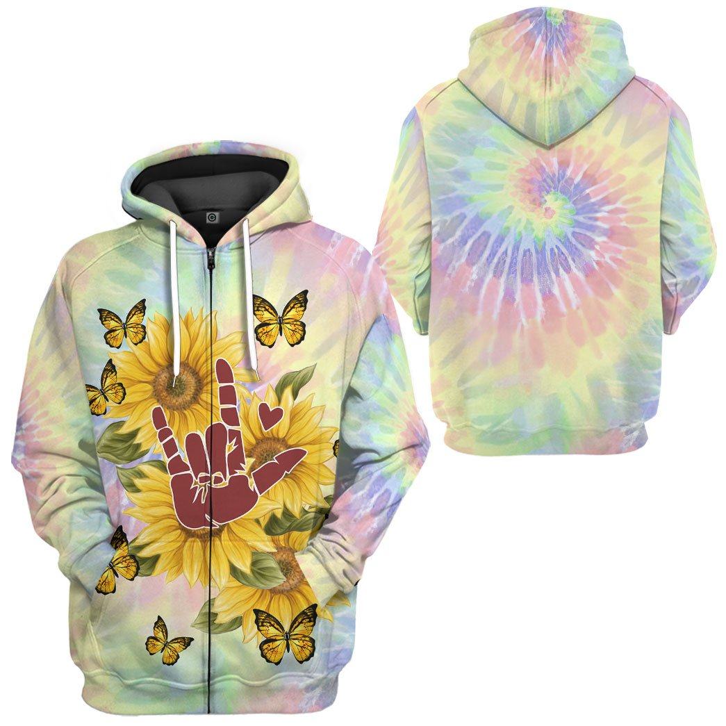 Gearhuman 3D Tie Dye And Sunflower Custom Hoodie Apparel CGC15101 3D Apparel