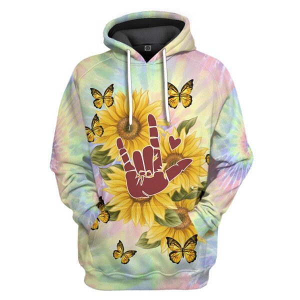 Gearhuman 3D Tie Dye And Sunflower Custom Hoodie Apparel CGC15101 3D Apparel Hoodie S 