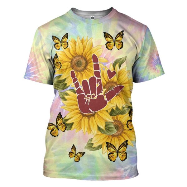 Gearhuman 3D Tie Dye And Sunflower Custom Tshirt Apparel CGC15101 3D T-shirt T-Shirt S 
