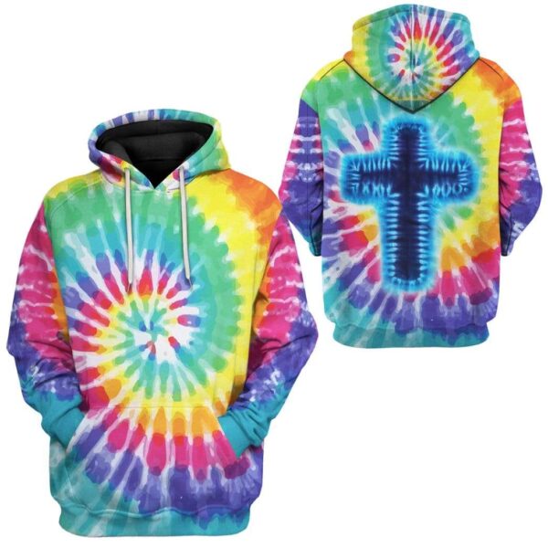 Gearhuman 3D Tie Dye Cross Custom Hoodie Apparel GW15072 3D Custom Fleece Hoodies 