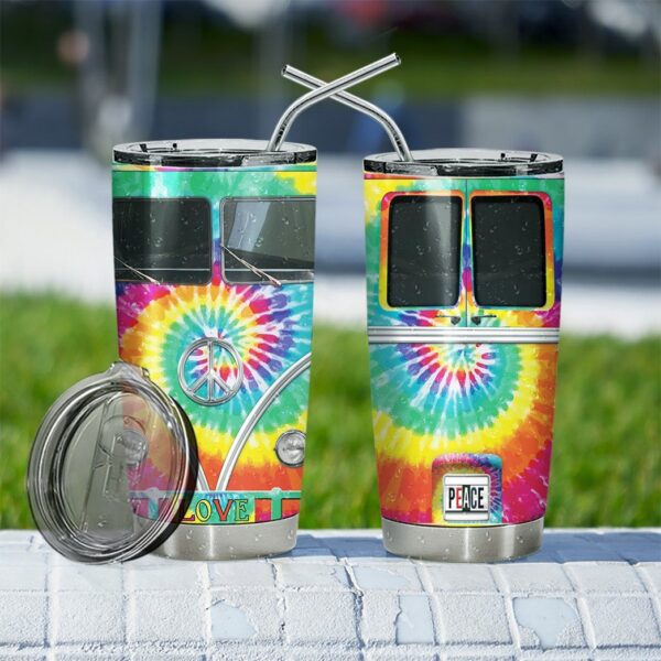 Gearhuman 3D Tie-Dye Hippie Van Custom Design Vacuum Insulated Tumbler GV030914 Tumbler 