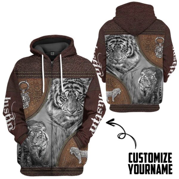 Gearhuman 3D Tiger Leather Custom Name Tshirt Hoodie Apparel GB26017 3D Apparel