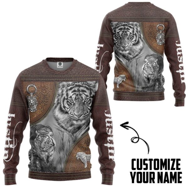 Gearhuman 3D Tiger Leather Custom Name Tshirt Hoodie Apparel GB26017 3D Apparel