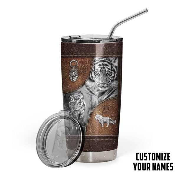 Gearhuman 3D Tiger Leather Custom Name Tumbler GB26014 Tumbler Short 20oz