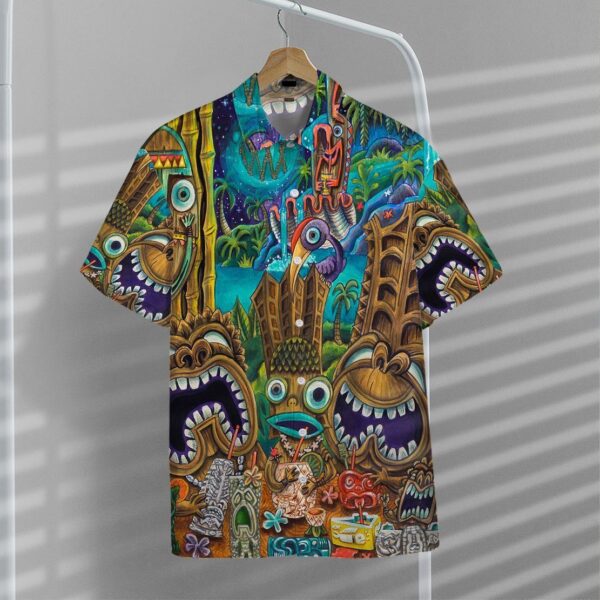 Gearhuman 3D Tiki At Jungle Night Hawaii Shirt ZK1406219 Short Sleeve Shirt 