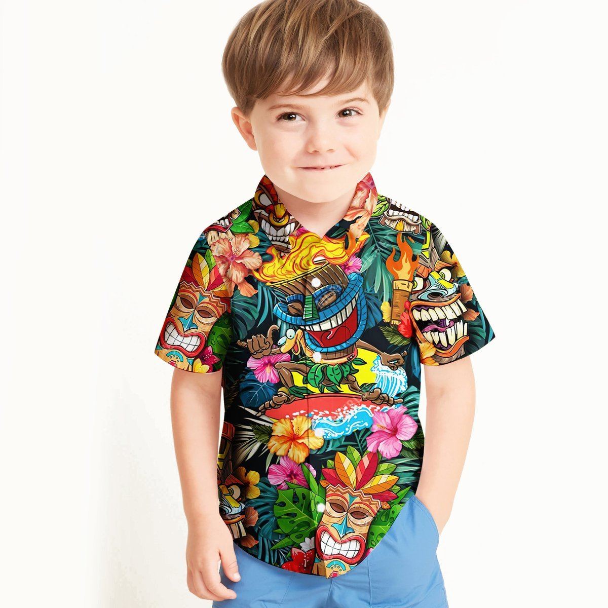 Gearhuman 3D Tiki Tiki Awesome Kid Hawaii Shirt ZK17062110 Kid Hawaii Shirt