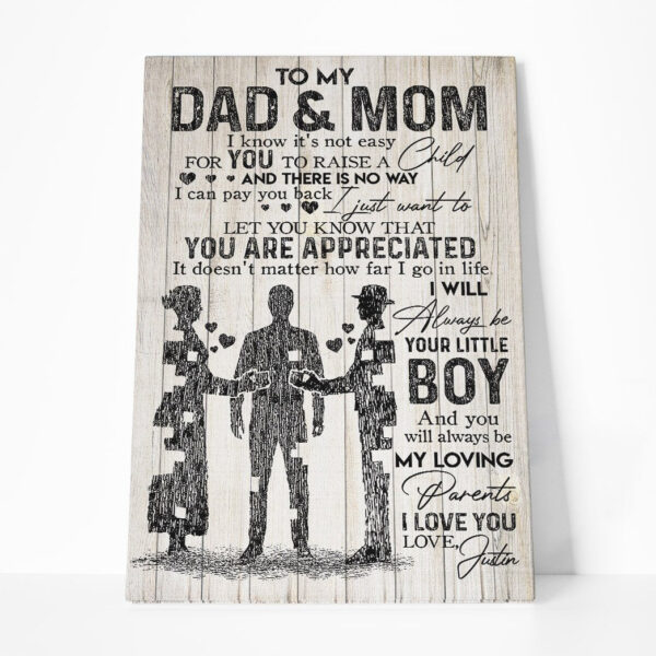Gearhuman 3D To My Dad And Mom Mother Fathers Day Gift Custom Name Canvas GW260320 Canvas 1 Piece Non Frame M