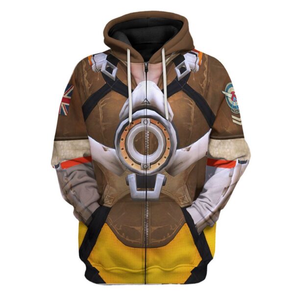 Gearhuman 3D Tracer Overwatch Custom Tshirt Hoodie Appreal GK151214 3D Apparel Zip Hoodie S 