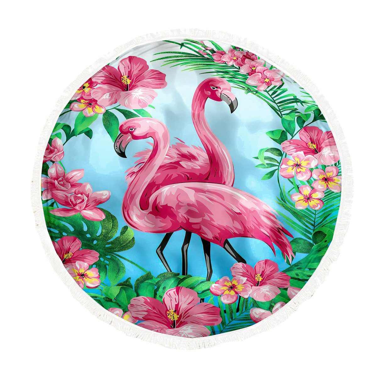 Gearhuman 3D Tropical Flamingo Custom Round Beach Towel GW0907216 Round Beach Towel Round Beach Towel FS