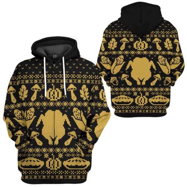 Gearhuman 3D Turkey Thanksgiving Ugly Sweaters Custom Hoodie Apparel GV07101 3D Apparel 