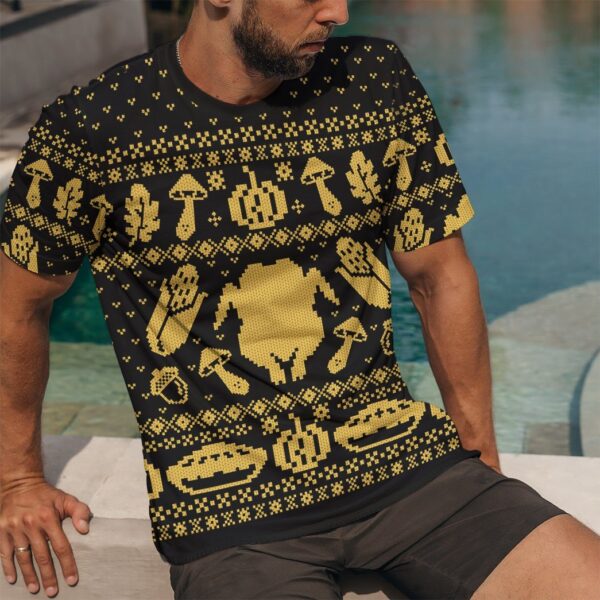 Gearhuman 3D Turkey Thanksgiving Ugly Sweaters Custom Tshirt Apparel GV07101 3D T-shirt 