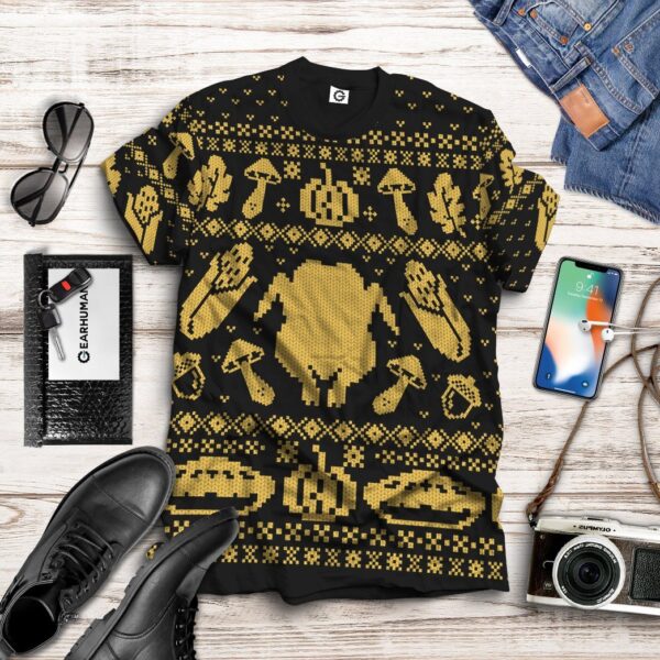Gearhuman 3D Turkey Thanksgiving Ugly Sweaters Custom Tshirt Apparel GV07101 3D T-shirt 