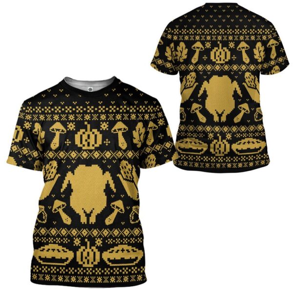 Gearhuman 3D Turkey Thanksgiving Ugly Sweaters Custom Tshirt Apparel GV07101 3D T-shirt